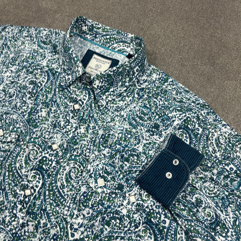 Panhandle Rough Stock Pearl Snap Shirt 2XL Paisley Western Rodeo Sawtooth